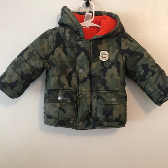 Little Me Puffer Jacket Camo 18 M Green Orange - Picture 14 of 16